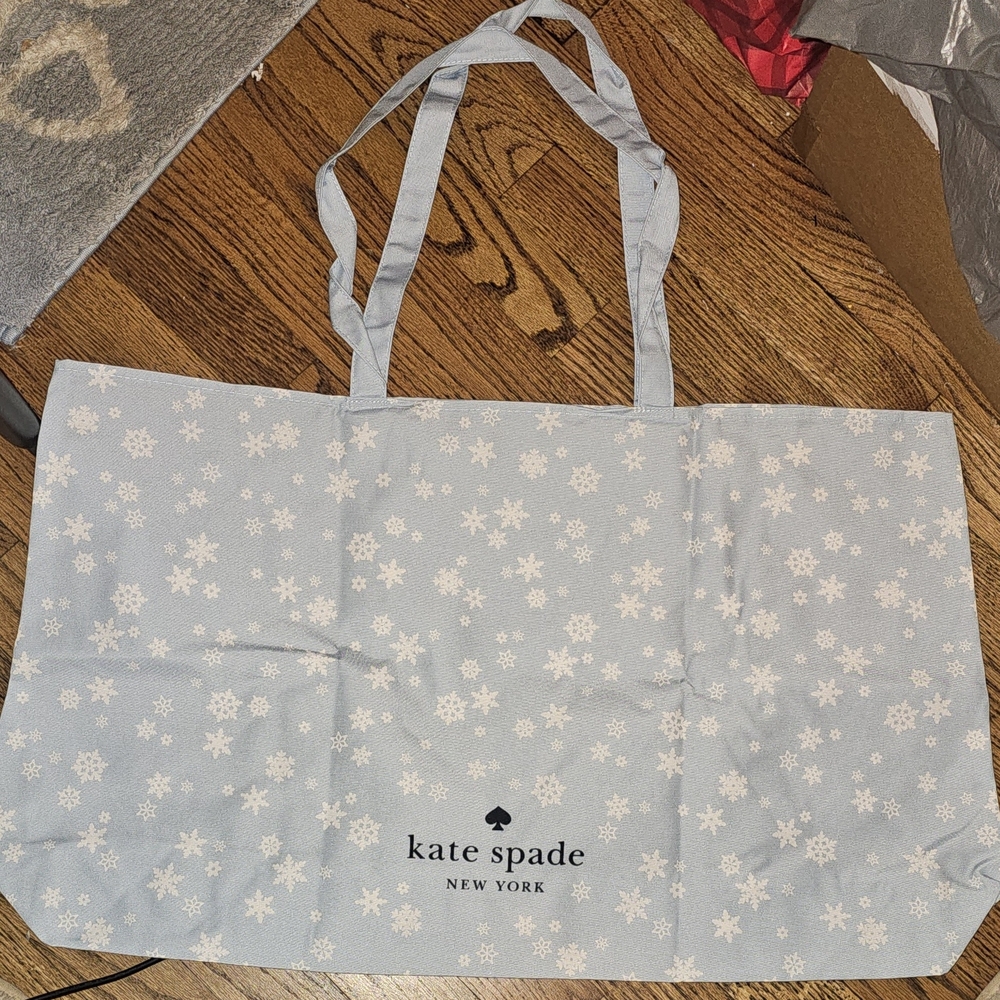 Kate Spade Light Blue Tote with Snowflake Pattern
